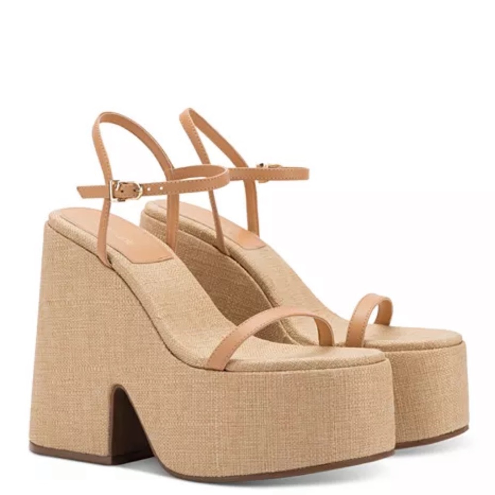 Larroudé Wanda Ankle Strap Nude Platform Sandals
